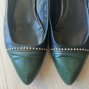 Allure Two-Tone Navy/Green Toe Flats-Size 9N *** RARE *** Vintage
